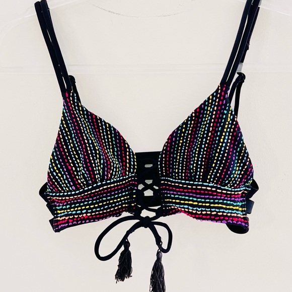 Agua Bendita XS/S bikini top black / multi reversible - Picture 2 of 12
